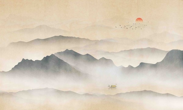 古典山水背景墻