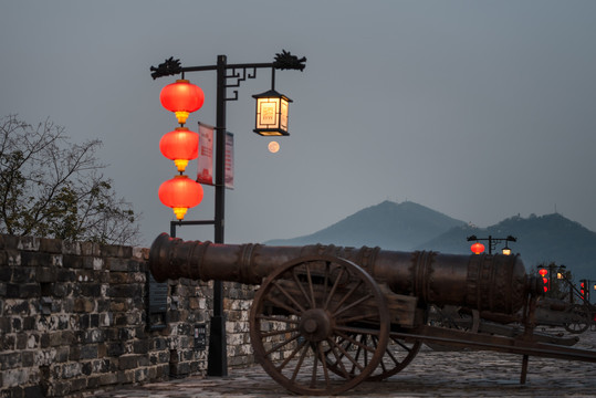 南京古城墙灯笼夜景风光