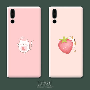 草莓小貓手機(jī)殼