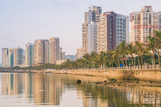 珠海和澳门的城市建筑天际线风光