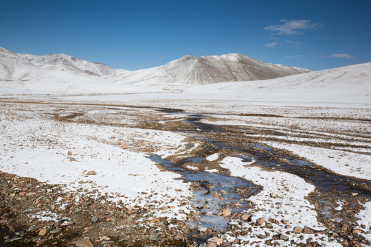 中国青海高原的雪山风光