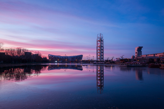 北京奥林匹克公园夜景