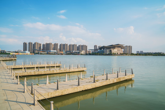 无锡蠡湖风光和城市建筑天际线