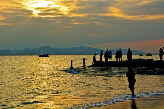 厦门海滨黄昏美景