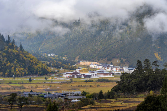 中国西藏林芝鲁朗扎西岗村秋景