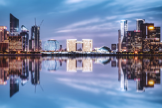 杭州金融中心建筑景观夜景