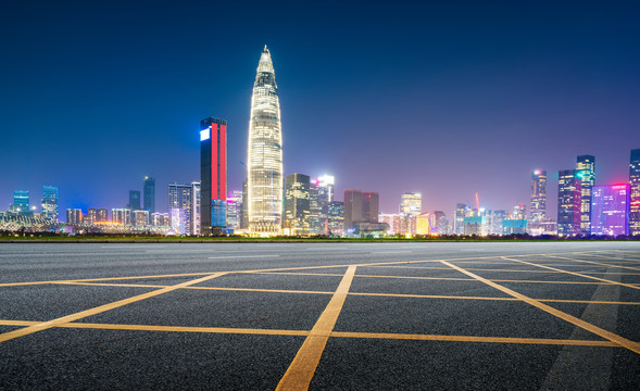 城市道路和建筑景观夜景