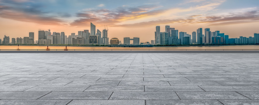 道路地面和建筑景观