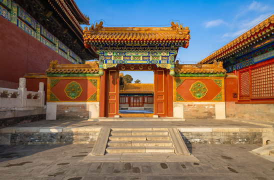 中国北京故宫建筑红墙门院
