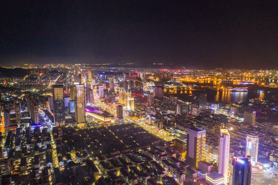 烟台夜景鸟瞰