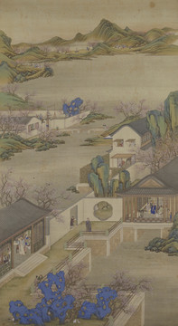郎世寧二月踏青
