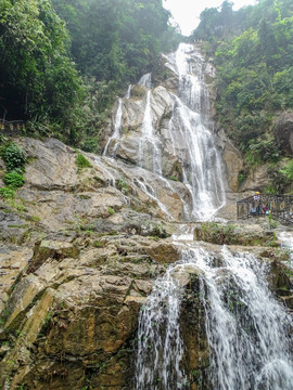 山野森林瀑布水流岩石