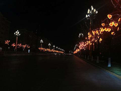 街道路灯道路景观夜景