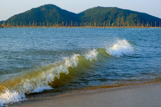 海浪和竹竿