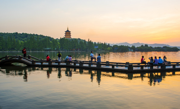 杭州西湖夕阳