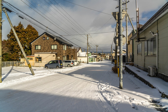 日本北海道冬天的雪景