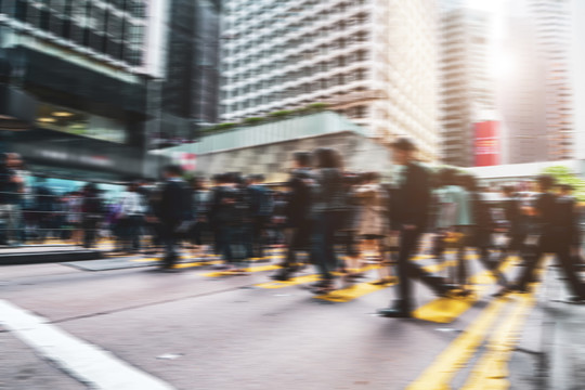 香港模糊的街道和行人