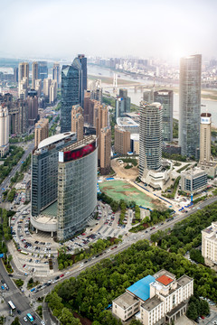 空中鸟瞰南昌城市景观