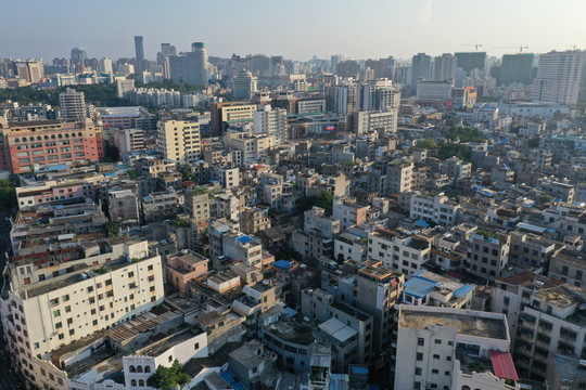 海南海口城市建筑群与城中村