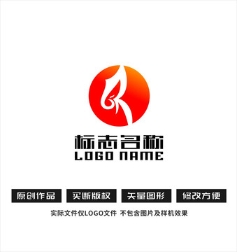 R字母标志飞鸟logo