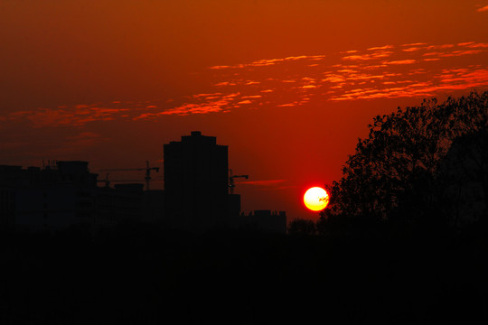 城市夕阳