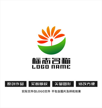 花瓣花朵健康logo