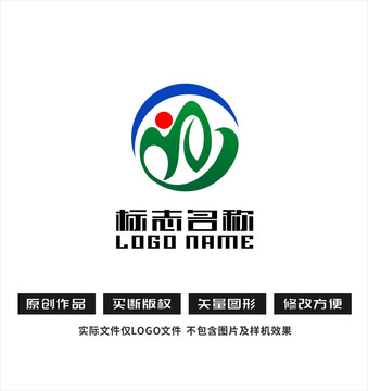 YM字母MY標志綠葉山logo