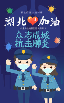 湖北加油抗击肺炎警察