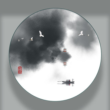 圓形山水畫