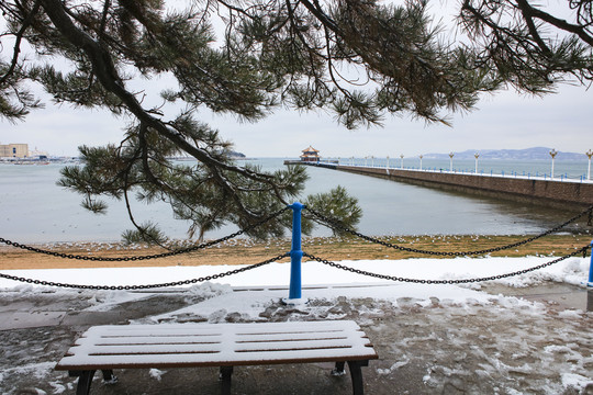 雪后的青岛栈桥