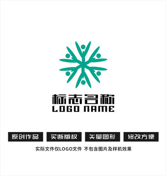 人才教育雪花标志logo