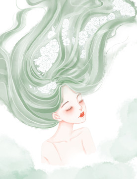 少女手繪插畫(huà)