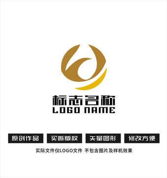 W字母标志展翅飞翔logo