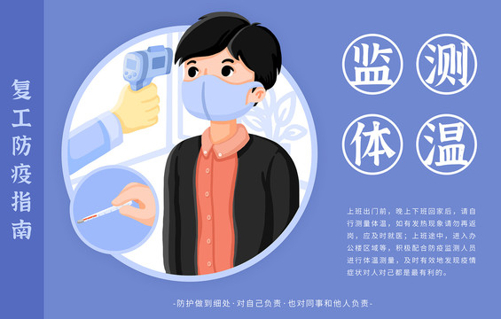 復(fù)工防疫指南之積監(jiān)測體溫橫版