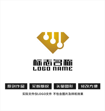 M字母钻石标志logo