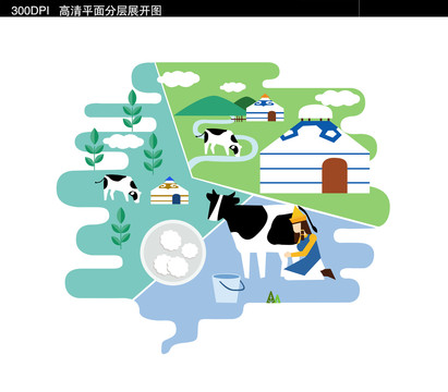 蒙古草原手繪