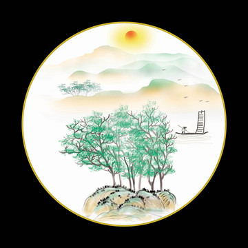 圓形山水畫