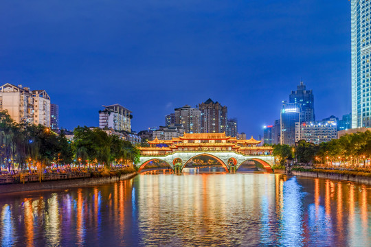 成都南河安顺廊桥夜景