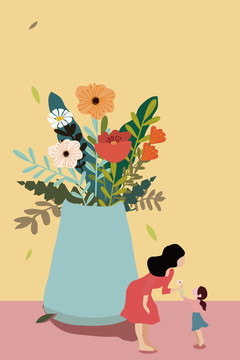 三八婦女節(jié)母親節(jié)矢量扁平插畫