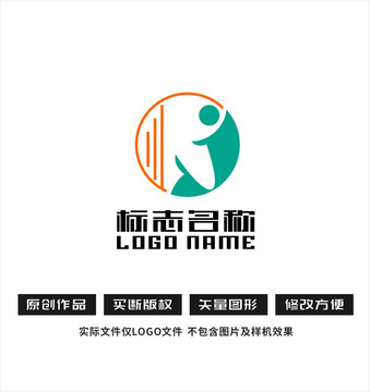 GJ字母R標志人logo