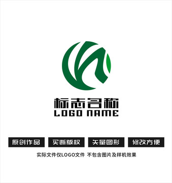 yh字母标志环保logo