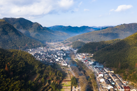 航拍山村村落