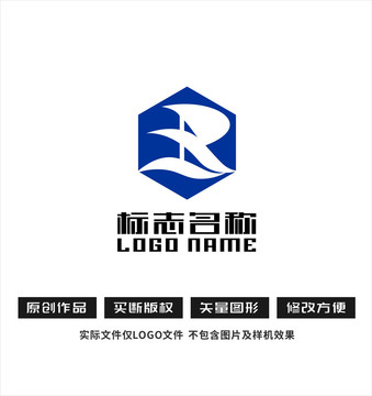 R字母标志HR科技帆船logo