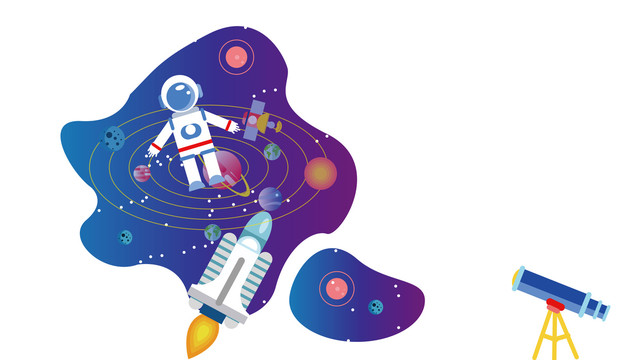 原創(chuàng)宇宙星空扁平矢量插畫(huà)