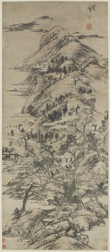 朱耷清八大山人淺絳山水