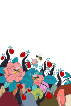 蜂蜜花粉棗插畫(huà)
