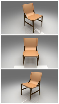原创中式皮椅吧椅模型