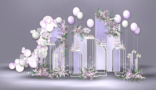 香芋紫戶外婚禮甜品區(qū)