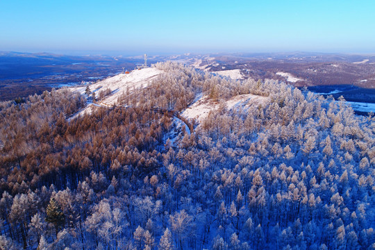 航拍林海雪原山林雾凇