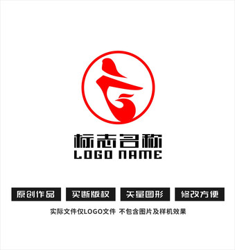 G字母舞蹈飞鸟logo